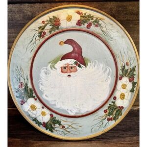 Vintage 1996 Hand Painted Santa Wood Plate Signed Kohorst Folk Art Christmas
